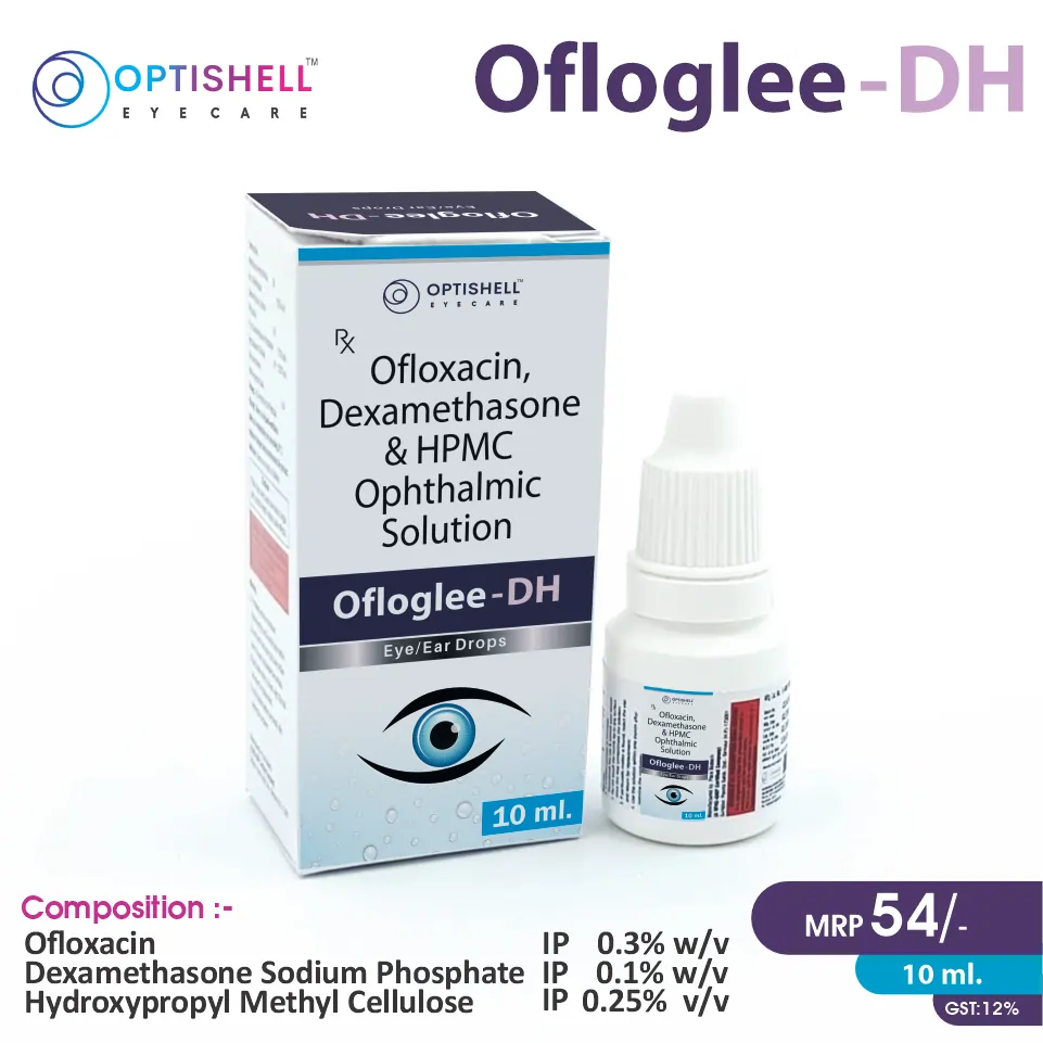 Ofloxacin 0.3%, Dexamethasone 0.1%, and Hydroxypropylmethylcellulose 0.25% at the best price in PCD Pharma Franchise for Eye Infection Treatment.